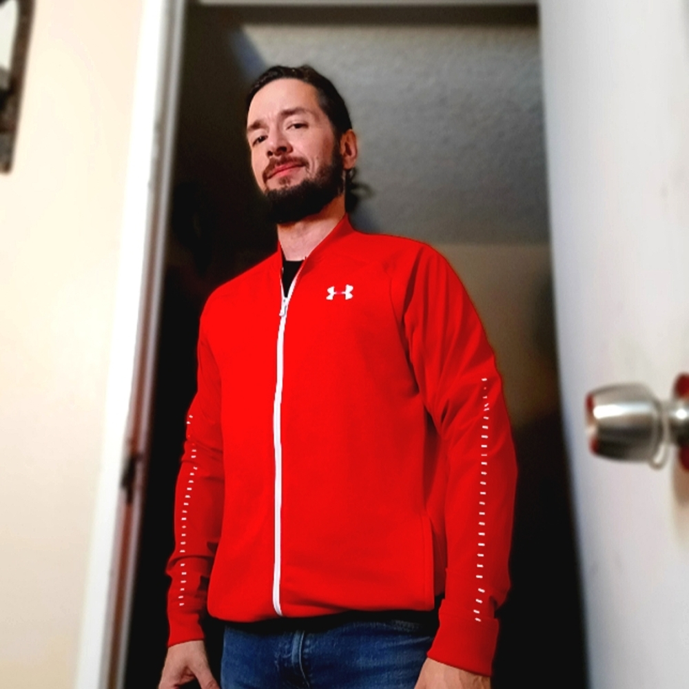 Under Armor, Men's Windbreaker, Sports Jacket, Red, Adult, Medium
